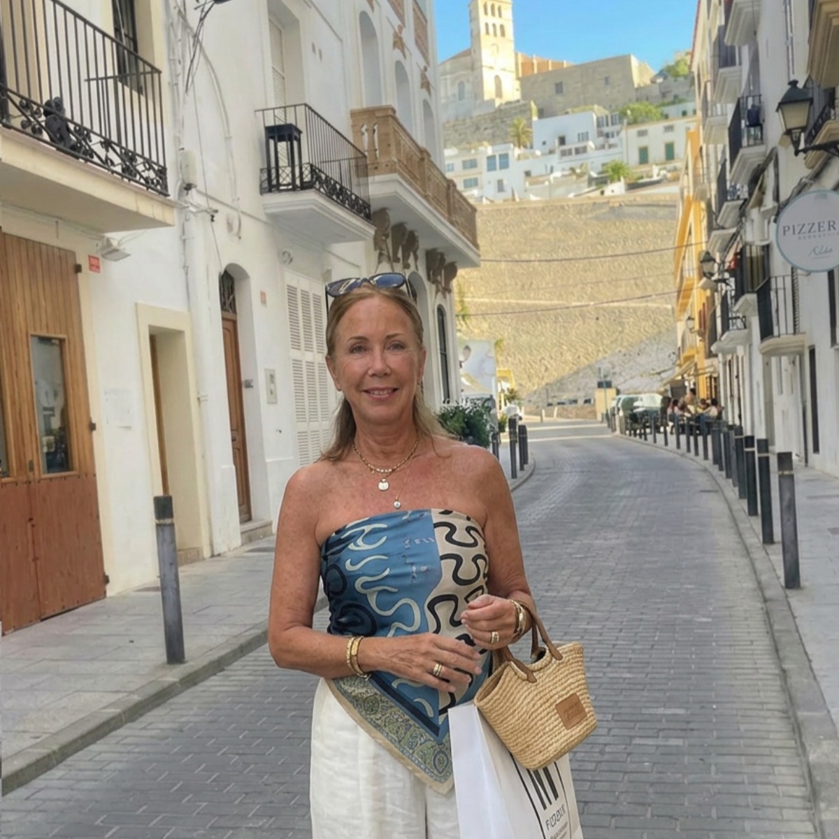 Kirsten strolling through the old town of Ibiza